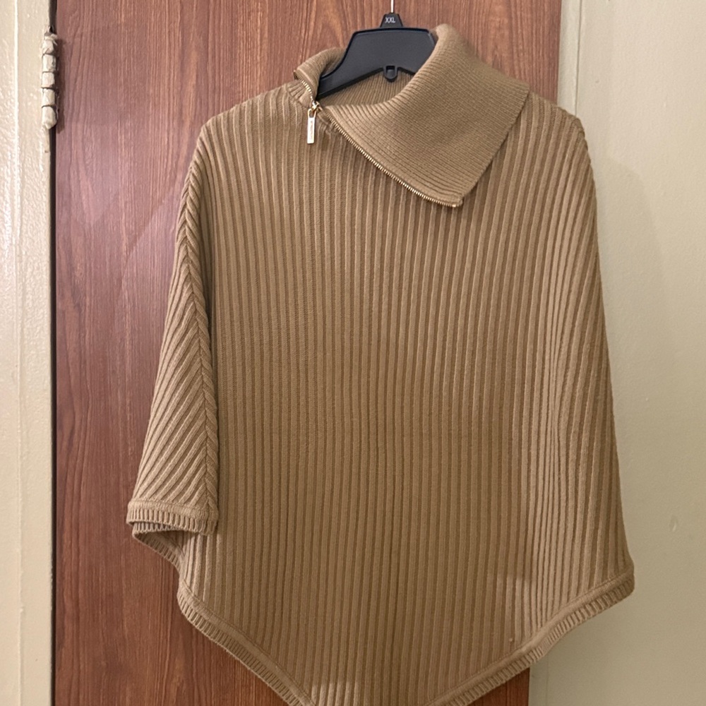 MICHAEL Michael Kors Camel Ribbed Poncho